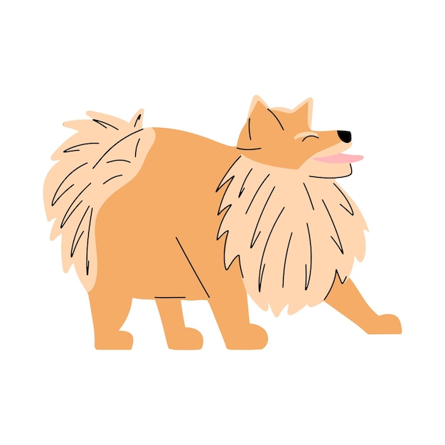 Vektor netter hund geht vektorillustration im flachen stil