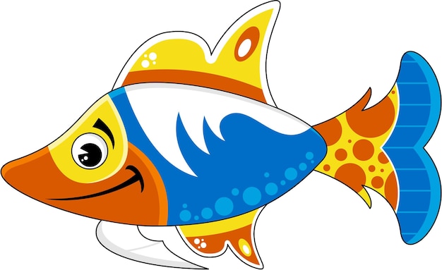 Netter Karikatur-tropischer Fisch auf einem weißen Hintergrund