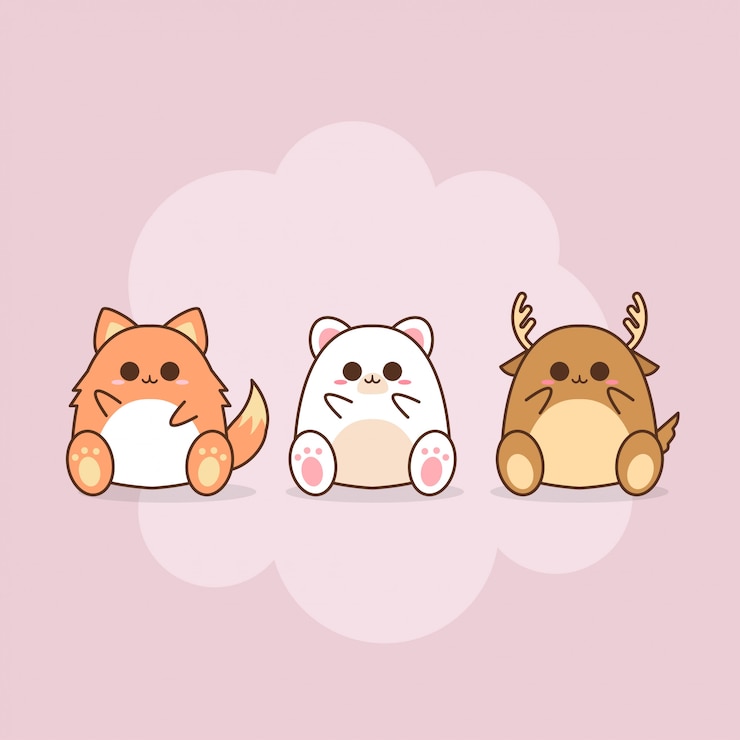 Vektor netter kawaii-tiercharakter-entwurf