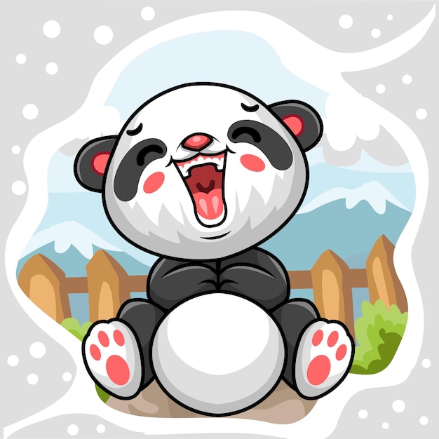 Netter kleiner panda-cartoon, der laut lacht