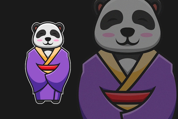 Netter mädchenpanda, der japanische kimono-kultur trägt