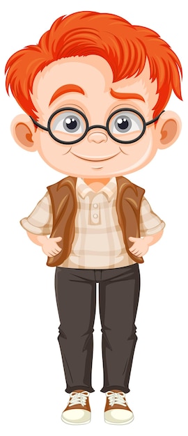 Netter nerdiger Junge-Cartoon-Charakter