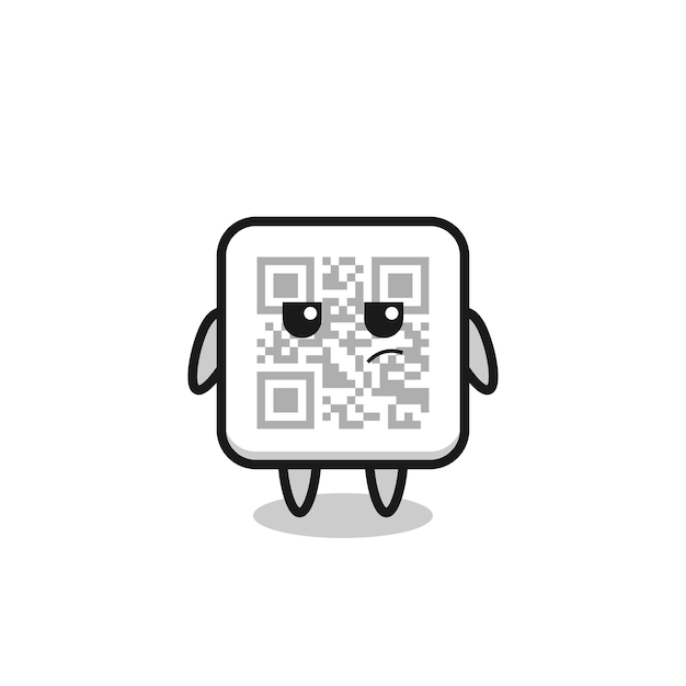 Netter QR-Code-Charakter mit verdächtigem Ausdruck