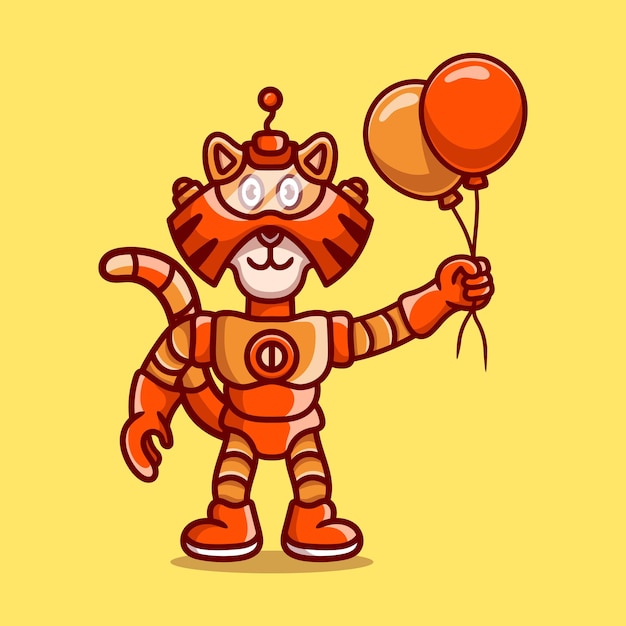 Netter Tigerroboter mit Ballon