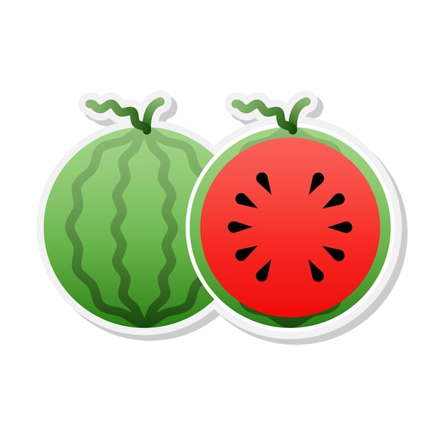 Netter Wassermelonenaufkleber Vektor-Illustration