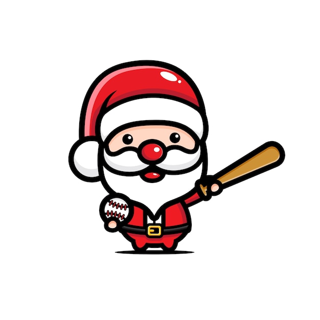 Netter weihnachtsmann, der baseball spielt