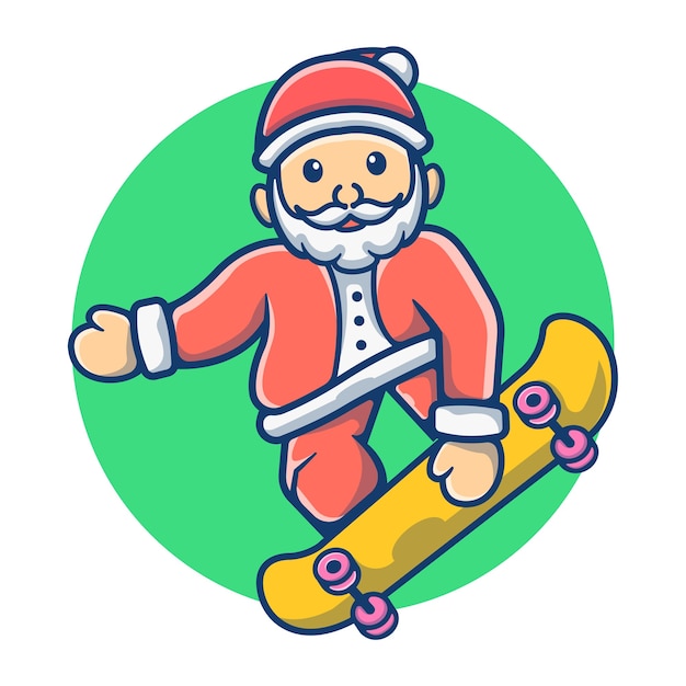 Netter weihnachtsmann, der skateboard spielt