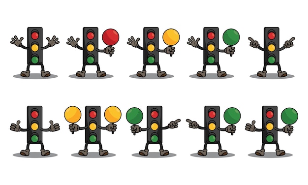 Vektor nettes ampelzeichen-vektordesign set