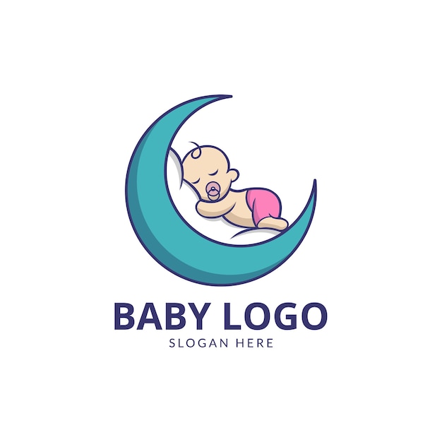 Nettes baby mit mondlogodesign