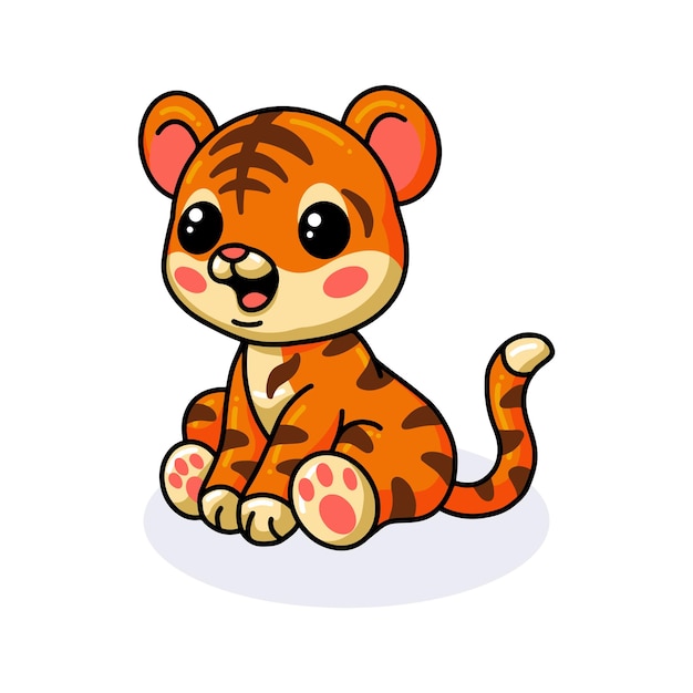 Nettes baby-tiger-cartoon-sitzen