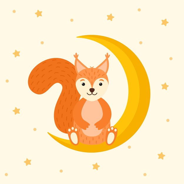 Nettes eichhörnchen. babytierkonzeptillustration für kindergarten, vektorillustration