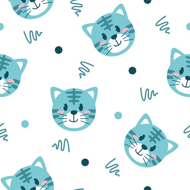 Nettes illustrationsmuster der kleinen katze