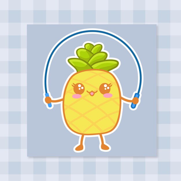 Vektor nettes karikatur-ananas-hand gezeichnetes kawaii-gekritzel-illustrations-design 8