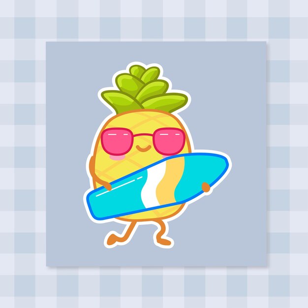 Vektor nettes karikatur-ananas-hand gezeichnetes kawaii-gekritzel-illustrations-design 9