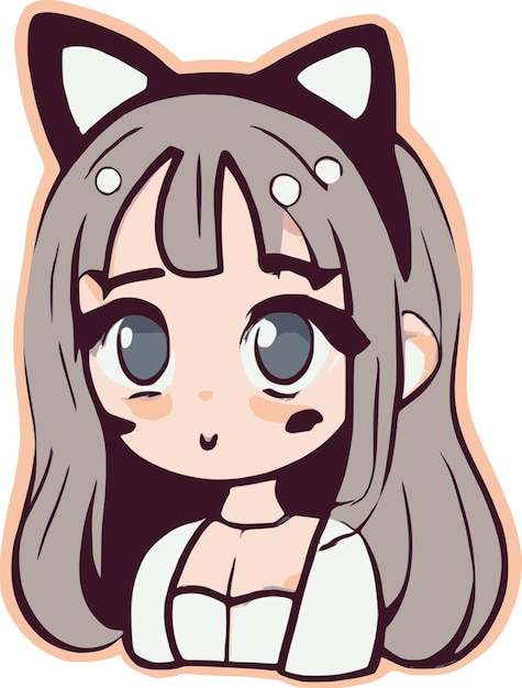 Nettes Katzen-Mädchen mit Sonnenbrille Anime