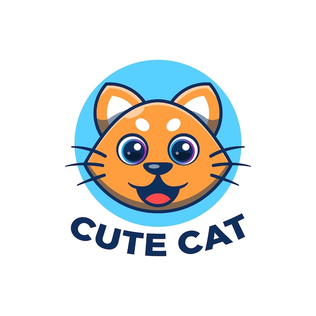 Nettes katzen-maskottchen-logo-design