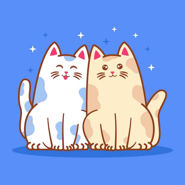 Vektor nettes katzenpaar zur veranschaulichung