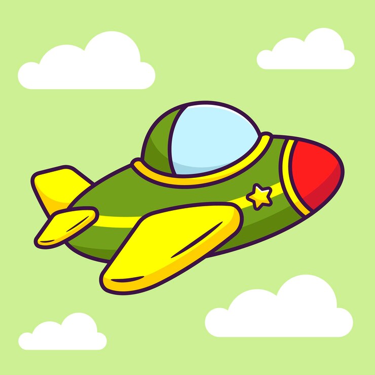 Nettes Militärflugzeug im flachen Art-Konzept der Karikatur-Fahrzeug-Vektor-Illustration