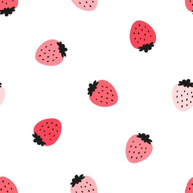 Nettes nahtloses Muster mit rosa Erdbeeren