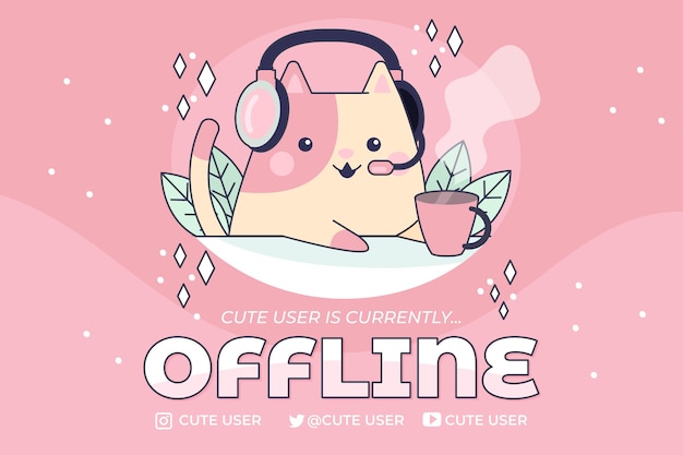 Nettes offline zuckendes banner mit katze