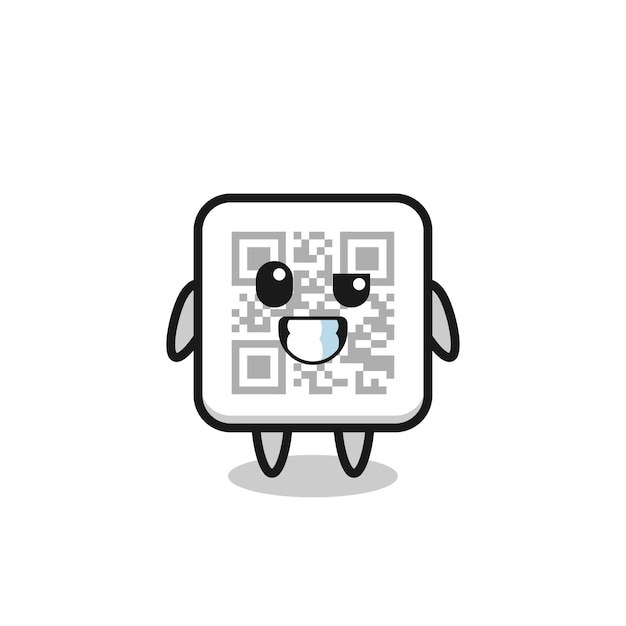 Nettes QR-Code-Maskottchen mit einem optimistischen Gesicht