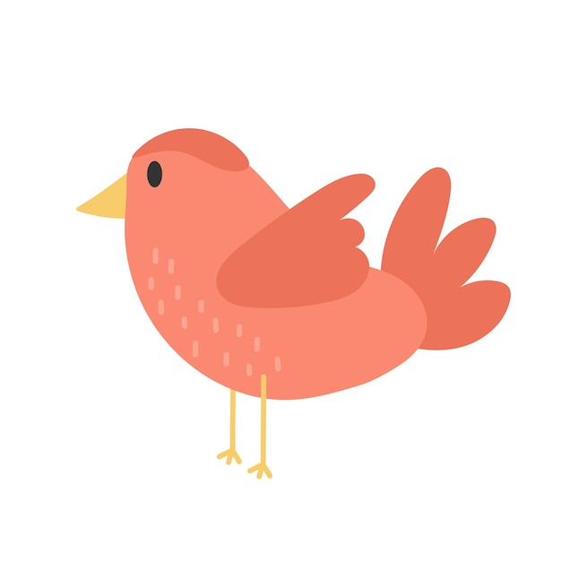 Vektor nettes rotes vogeltier - gezeichneter einfacher stil des karikaturvektors in der hand auf weiß