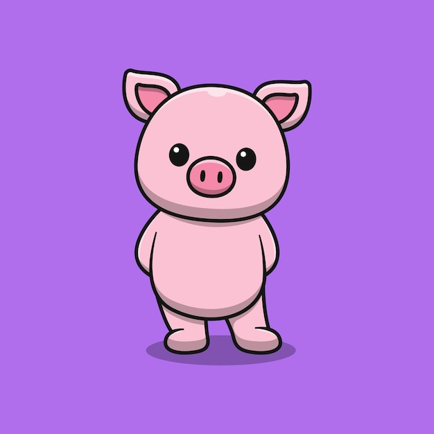 Nettes Schwein steht Cartoon-Illustration