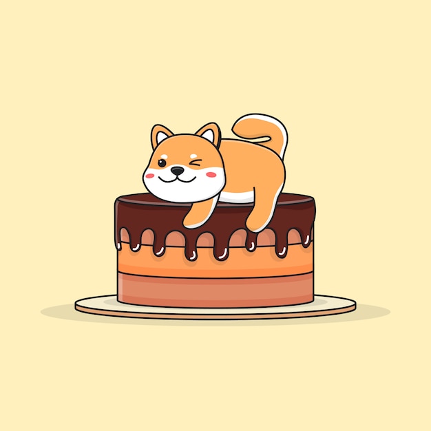 Nettes shiba inu auf kuchen