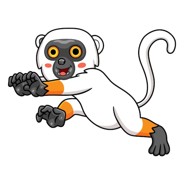 Nettes sifaka-lemur-affen-cartoon-gehen