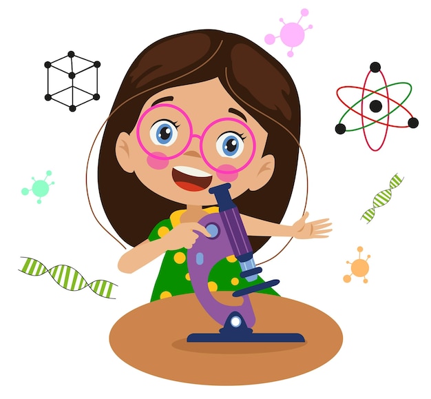 Nettes Studentenmädchen, das im Labor experimentiert