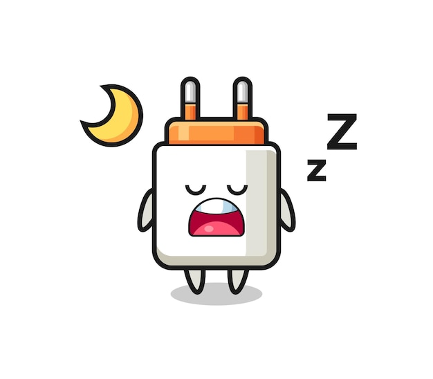 Netzteil-charakter-illustration nachts schlafend, süßes design