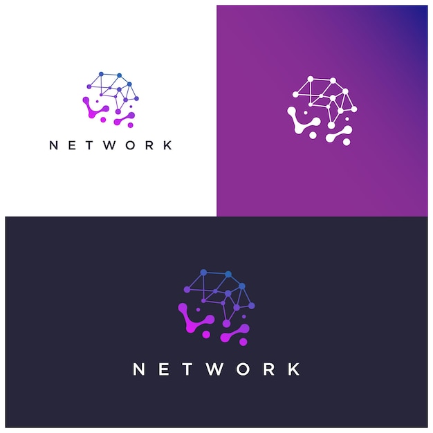 Netzwerk-logo-designs. technologie-logo entwirft konzeptvektor, netzwerk-internet-logo-symbol, digital