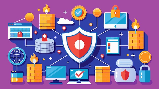 Netzwerk-Sicherheits-Firewall-Vektorgrafiken Illustration EPS Quelldatei-Format verlustfreie Skalierung-Symbol