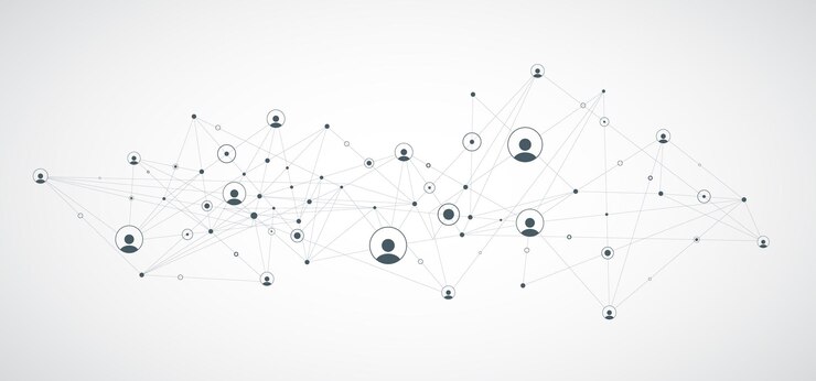 Vektor netzwerkhintergrundverbindungen mit punktlinien und personensymbolen vektor-illustration