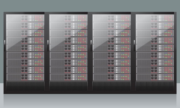 Netzwerkserver computerhardwaretechnologie isoliert auf weißem hintergrund realistischer vektor