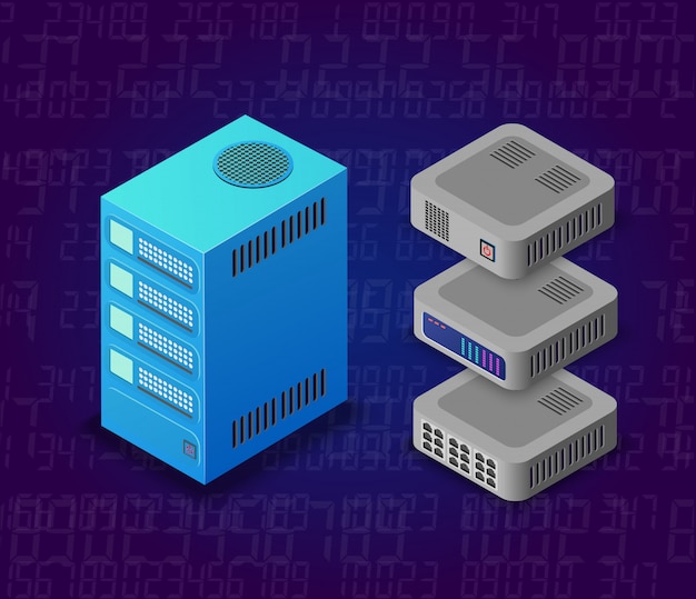 Netzwerktechnologie des Servers 3d