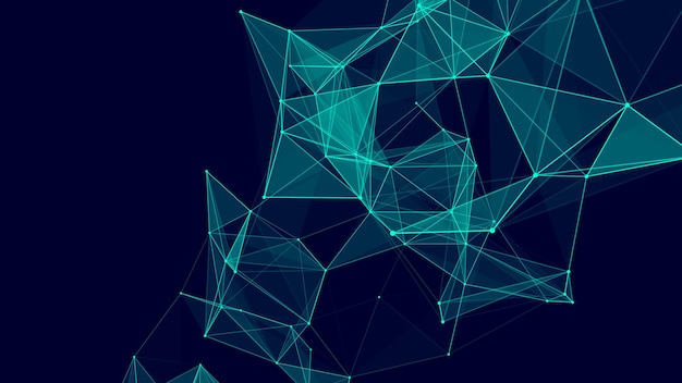 Netzwerkverbindungsstruktur Abstract blauer Hintergrund mit beweglichen Punkten und Linien Futuristische Illustration Digitales Technologie-Design Vektorillustration