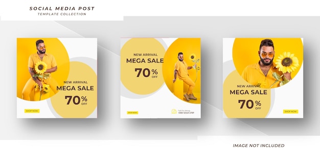 Neu eingetroffene mega-sale-design-social-media-post-vorlagensammlung premium-vektor