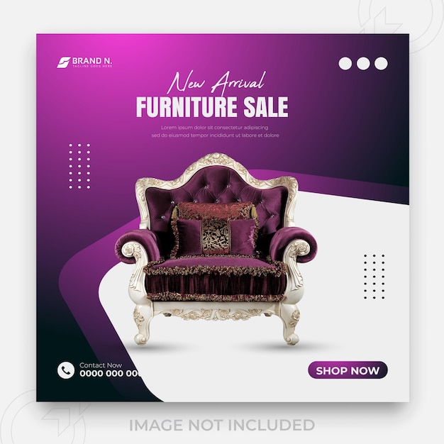 Neu eingetroffene Möbel das heutige Superangebot und 2 Farbverlauf, sauberer Hintergrund oder kreative Branding-Konstruktion Social Media Instagram Post Design-Vorlage