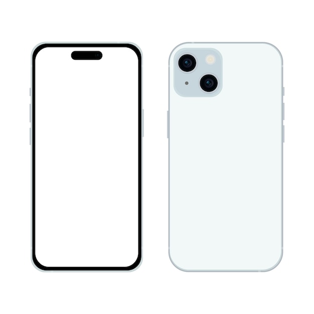 Vektor neue blaue smartphone-modell-15-mockup-vorlage auf weißem hintergrund vektorillustration
