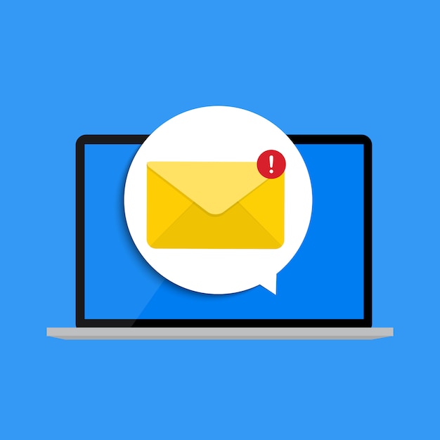 Neue E-Mail auf dem Laptop-Bildschirm Benachrichtigungskonzept. Illustration