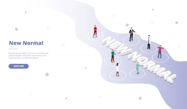 Neue normale Kampagne für die Homepage der Webseitenvorlage mit isometrischem flachem Stil