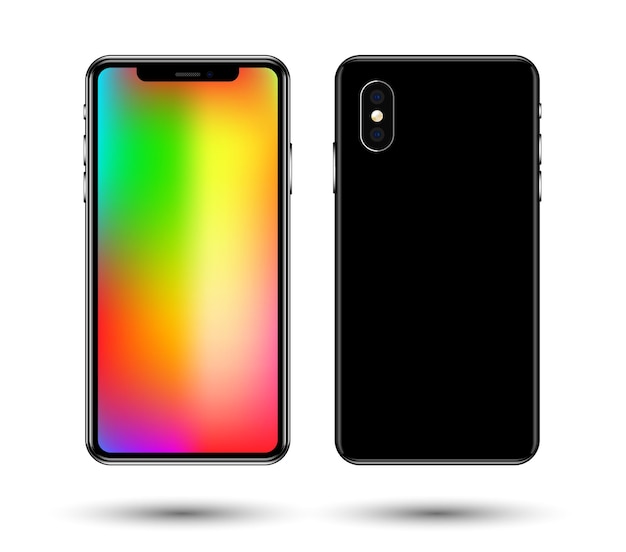 Neue realistische Handy-Smartphone-Sammlungsmodelle mit leerem Bildschirm isoliert auf weißem Hintergrund