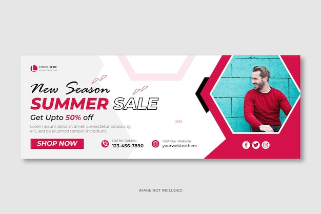 Vektor neue saison summer sale mode und facebook-cover-design-vorlage.