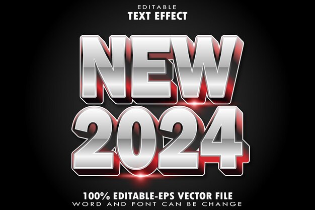 Vektor neuer 2024 bearbeitbarer text-effekt transform emboss gradient-stil