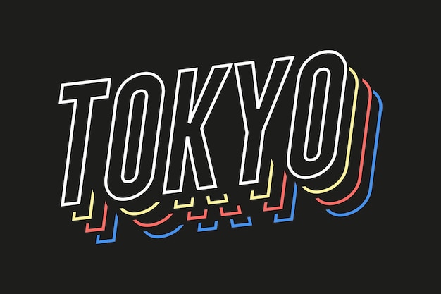 Neuer bester professioneller farbenfroher stock-text-effekt tokio-typografie-t-shirt-design für den druck