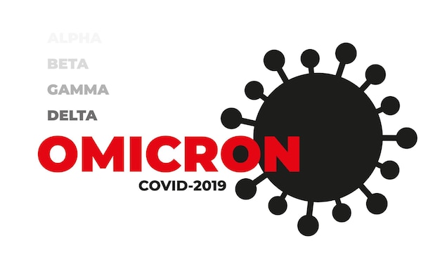 Vektor neuer stamm von covid19 omicron-vektorbanner hintergrund mit coronavirus-variante