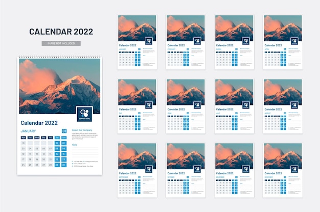 Vektor neuer wandkalender, terminplaner 2022