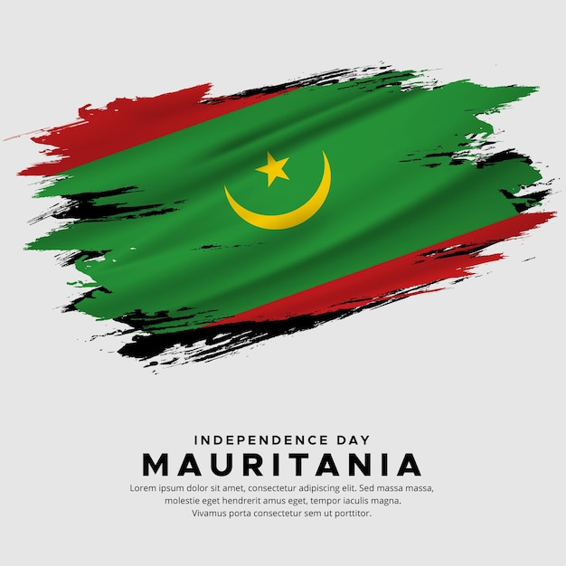 Neues design des vektors zum unabhängigkeitstag mauretaniens mauretanien-flagge mit abstraktem pinselvektor
