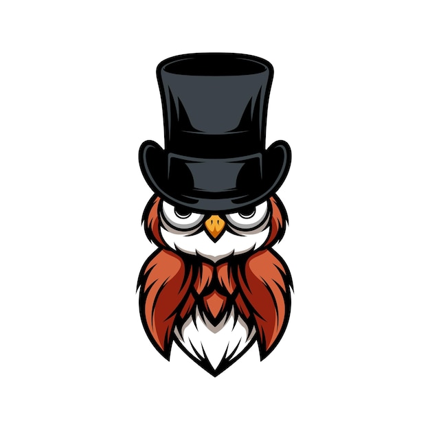 Neues eulen-tophat-maskottchen-design